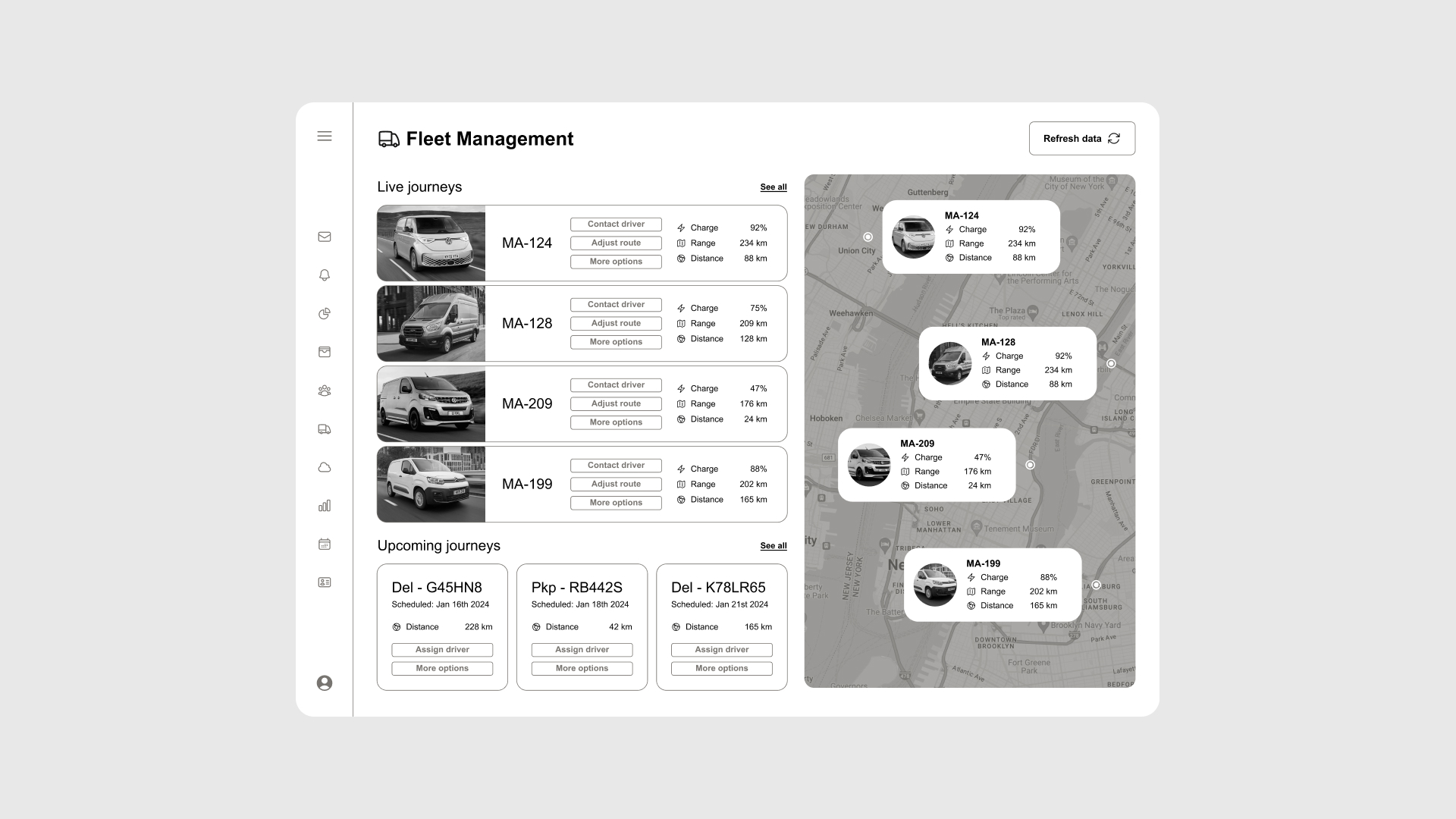Image of an Electrical Vehicle management software concept