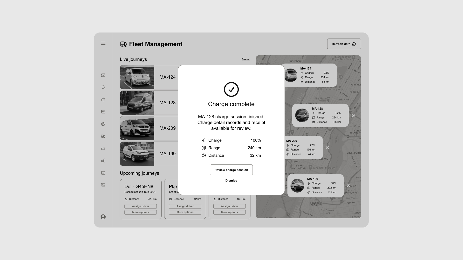 Image of an Electrical Vehicle management software concept