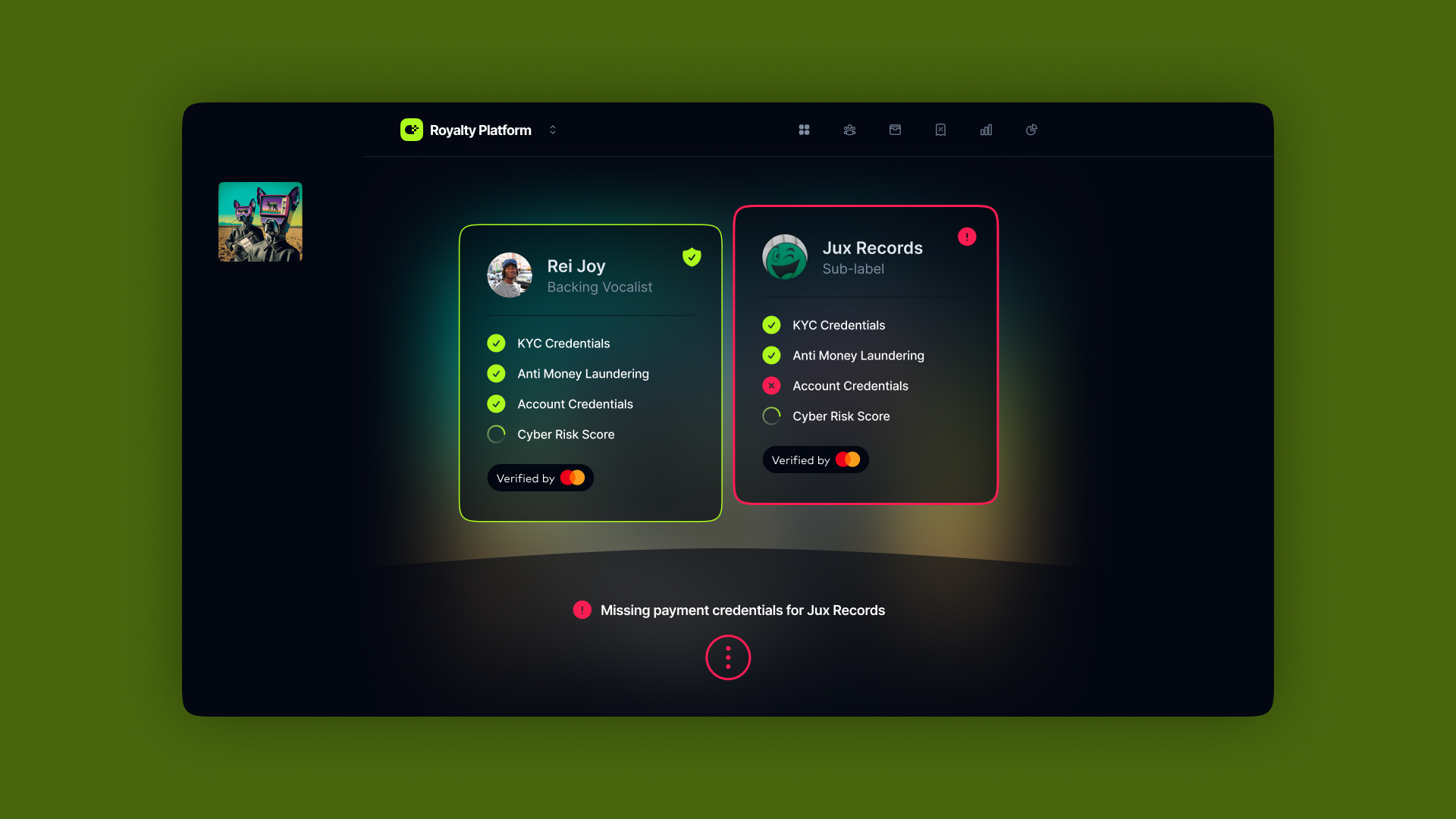 Image of a screen depicting a royalties payment software concept