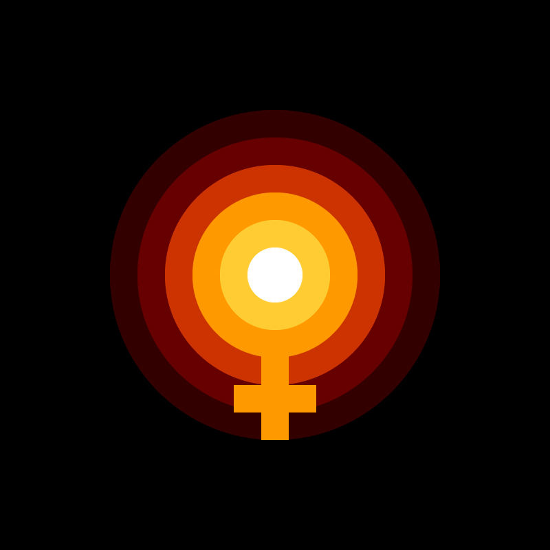 Female venus symbol as part of an illustration of the sun
